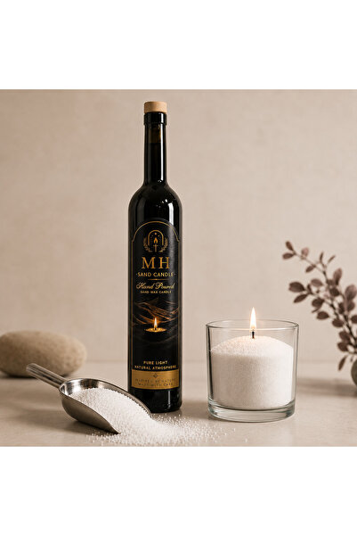 Kokusuz Kum Mum 750 ml – Beyaz Doğal Bitkisel Mum, 35 Fitil, Mum Kabı ve Kibritli Premium Hediye Seti