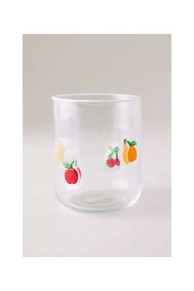 Anthropologie The Icon Food & Drink Handmade Bead Detailed Glass Cup - Fruit
