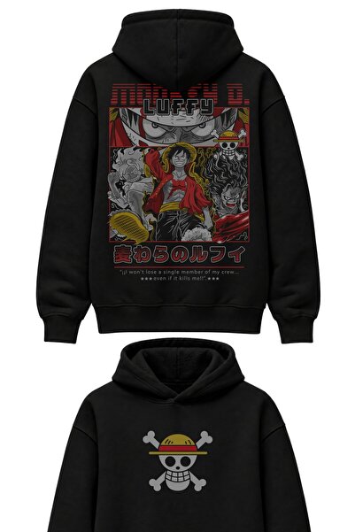 Fuddy Moda Oversize dukserica sa kapuljačom i printom na leđima Monkey D. Luf...