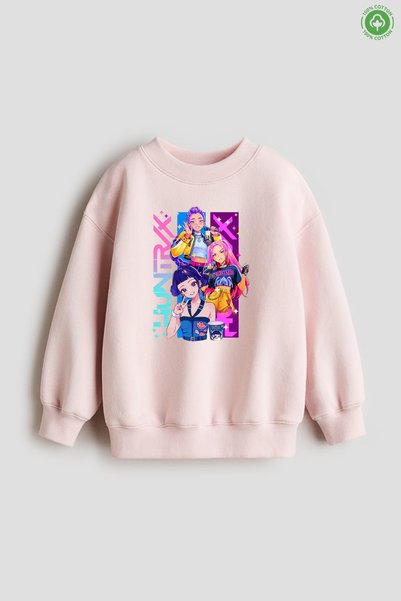 Generic Brand 100% Cotton Huntrix K-Pop Demon Printed Girls' Sweatshirt 4-14 Years