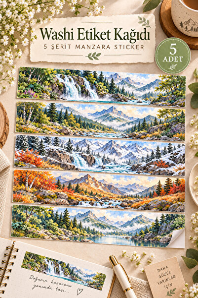 Kolbi Craft 5 τεμάχια αυτοκόλλητα Washi μεγάλου σχεδίου, ημιδιάφανα, για Bull...