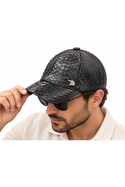 PAPUCUMUN DÜNYASI Șapcă unisex din piele de piton autentică, pentru bărbați/f...