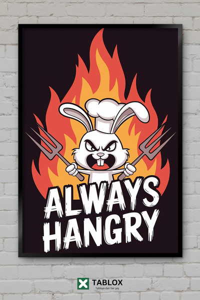 tablomaxtbx Hangry Bunny Rabbit Hungry Angry Funny Fun Αφίσα με κορνίζα Διακο...