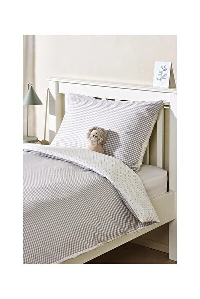 THE WHITE COMPANY Double-Sided Organic Cotton Plaid Children's Duvet Cover Se...
