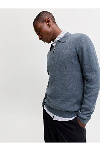 Jack & Jones JPRMILANO STITCH KNIT ZIP POLO SN Turbulence