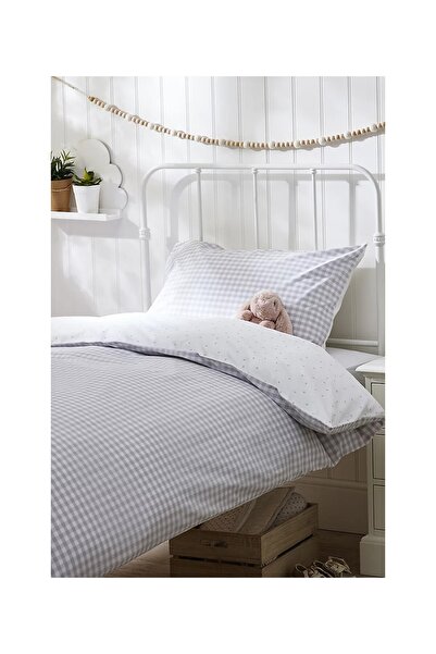 THE WHITE COMPANY Double-Sided Organic Cotton Plaid Children's Duvet Cover Se...