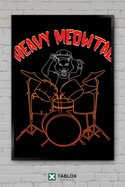 tablomaxtbx Μουσική Heavy Metal Meow Cat Funny Poster Art Frameed Look Διακοσ...