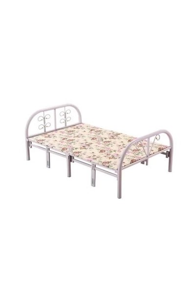Generic 2 Single Foldable Iron Beds with Mattress 90X190X70Cm Ms_Bed_Mtl_0001_Wt White