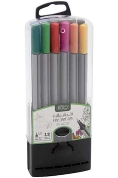 Roco 0.45 mm Fine Tip Fineliner Pen Set 12-Pieces, Multicolor