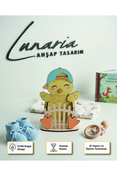 Dekoratif Civcivli Ahşap Bebek Sepeti 40 Sepeti Baby Shower Sepeti