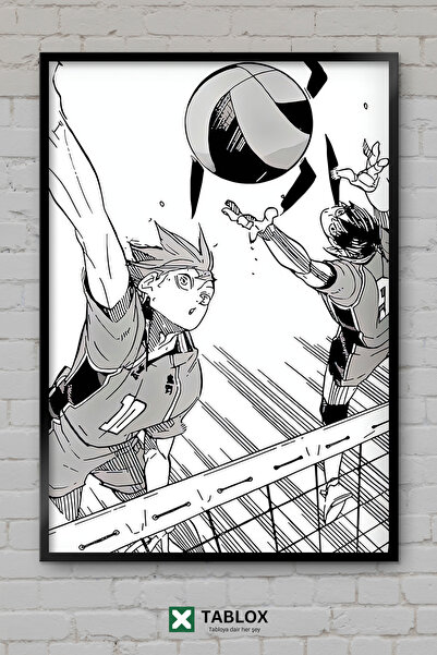tablomaxtbx Haikyuu Manga Anime Odbojka Sportski Japanski Poster Uramljen Dek...