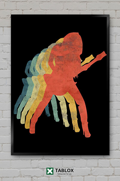 tablomaxtbx Gitara Gitara Rok Devojka Retro Nostalgija Muzika Uramljena Dekor...