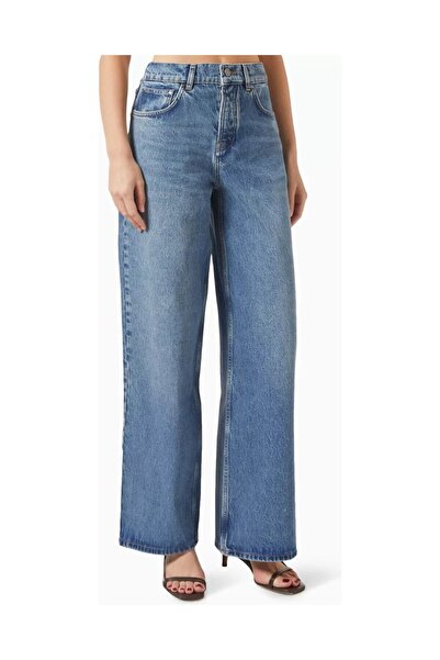 12storeez Organic Denim Wide Leg Jean, Relaxed Fit with Low Rise and Five Poc...