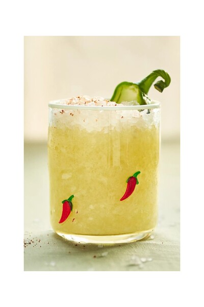 Anthropologie The Icon Food & Drink Handmade Bead Detailed Glass Cup - Pepper