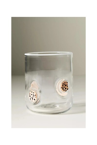 Anthropologie The Icon Food & Drink Handmade Bead Detailed Glass Cup - Cookie