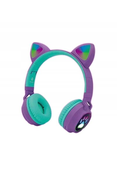 NO BRAND Căști Bluetooth peste ureche cu urechi de pisică roz