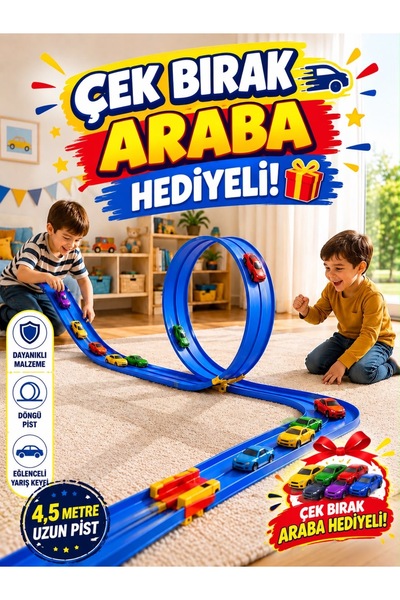 Genel Markalar Go Track Çek-Bırak Araba Hediyeli Mavi Renk Esnek Yarış Pisti ...