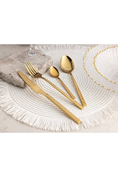 FLORINA Tacâmuri Ritz Gold 16 piese Oțel inoxidabil auriu pentru 4 persoane