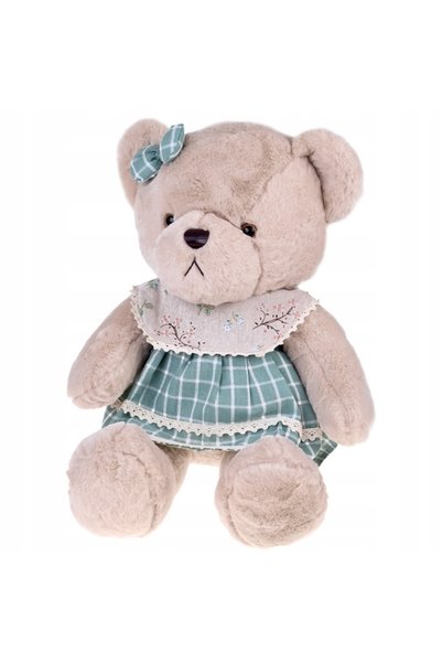 Jokomisiada Ursuleț de pluș – Zosia bej, 58 cm, în rochie verde VINTAGE ZA5923 D