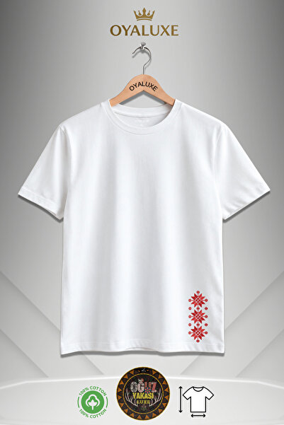 Unisex Geleneksel Türk Motifli Minimalist Oversize T-shirt