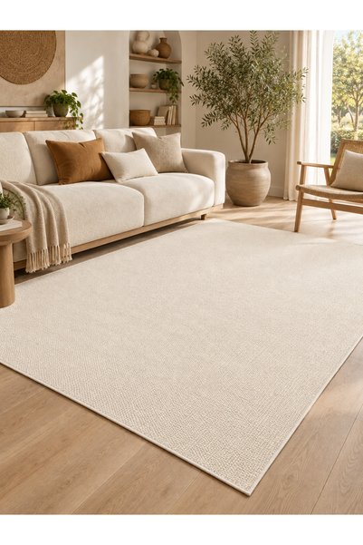 TivanoHome Modern Kemik Sisal Dokulu Jüt Görünümlü Kaymaz Taban Kolay Temizle...