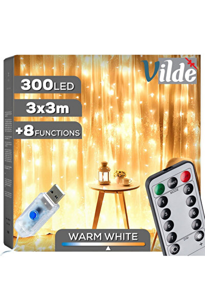 Vilde PERDEA DE LUMINI PENTRU FEREASTRĂ CU BESTEAȚE DE BRAD, 300 DE LED-URI, ...