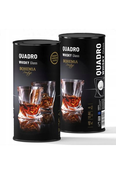 Bohemia Pahare QUADRO pentru whisky în tub, 2 bucăți, din sticlă de cristal