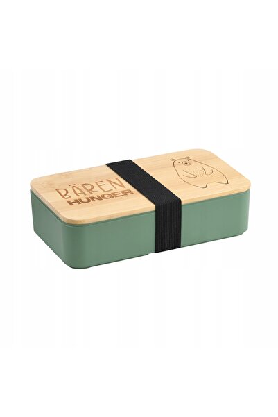 Kesper Cutie de prânz cu motiv ursuleț, din bambus verde, 18,5 x 10,5 x 5 cm,...