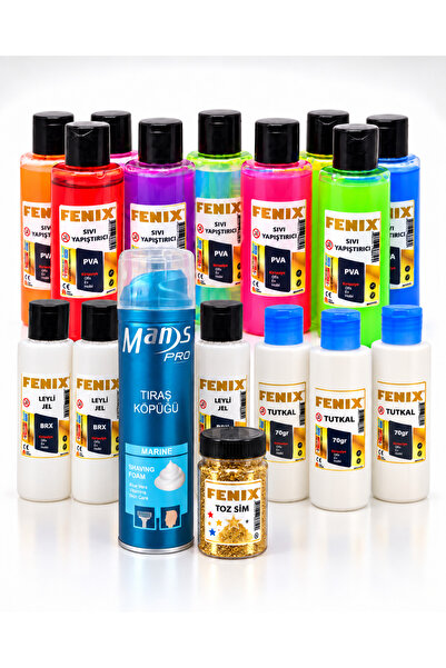Fenix 21 Parça Slime Yapım Seti- 12 Adet Slime jeli+4Adet Boraks+3Adet Tutkal...