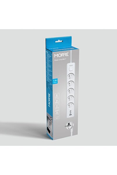 ddoo Prelungitor cu întrerupător, 2xUSB-C, 1xUSB-A, 5 prize, 1.5m
