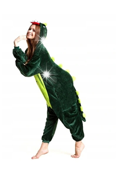 NO BRAND Salopetă pijama Kigurumi Dinozaur, verde, mărimea M