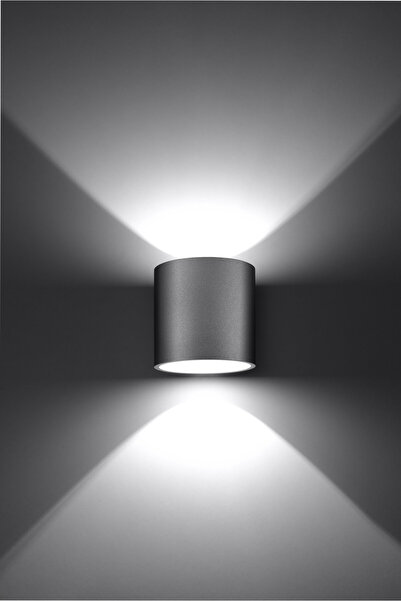 Sollux Lighting Aplică de perete rotundă gri modernă cu iluminare sus-jos