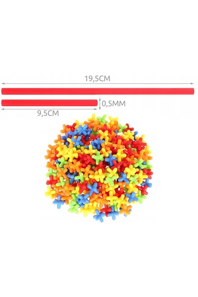 KRUZZEL 3D STRAWS XL Blocuri de construcție și bețe 408 în 1