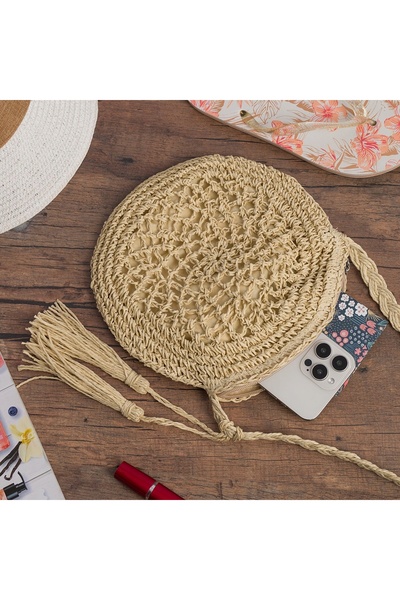 NO BRAND Geantă de vară pentru femei, stil BOHO, tip poștaș, cu ciucuri, culo...