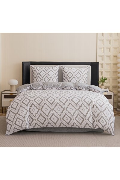 Cotton World Set de lenjerie de pat reversibil 220x200 din microfibră, cu bor...