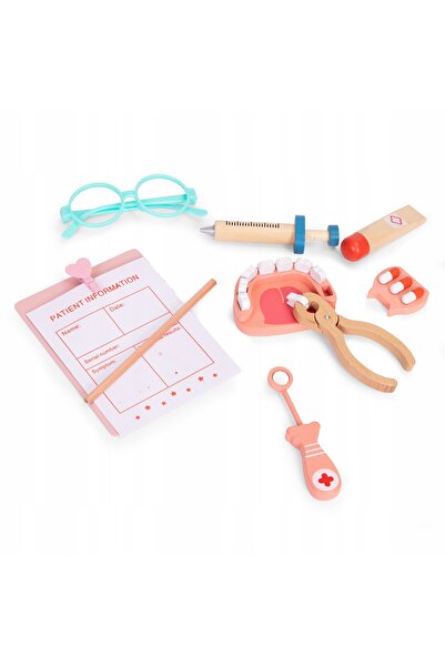 Ecotoys Set din lemn „Micul doctor” – trusă medicală pentru copii, 28 de pies...