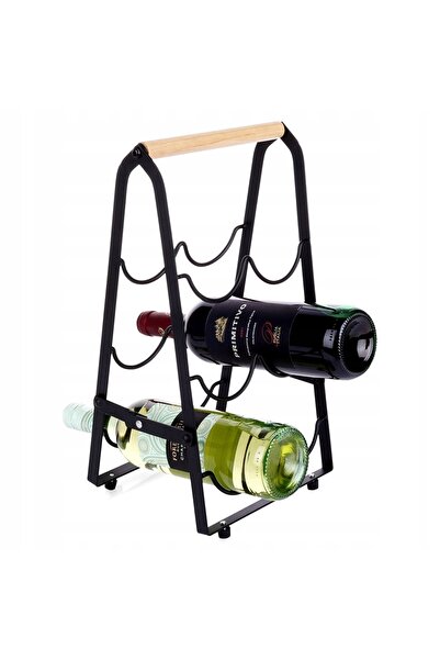 Vilde Suport metalic negru pentru 6 sticle de vin, pentru casă, living, loft