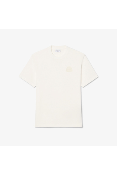 Lacoste Erkek Classic Fit Bisiklet Yaka Krem T-Shirt