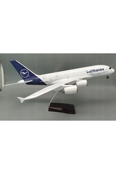 NO BRAND MODEL DE AVION AIRBUS A380 LUFTHANSA – REPLICĂ DE COLECȚIE DE 47 CM