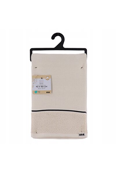 NO BRAND Prosop de baie din bumbac tip vaflă 90 x 150 cm bej 500 g/m²