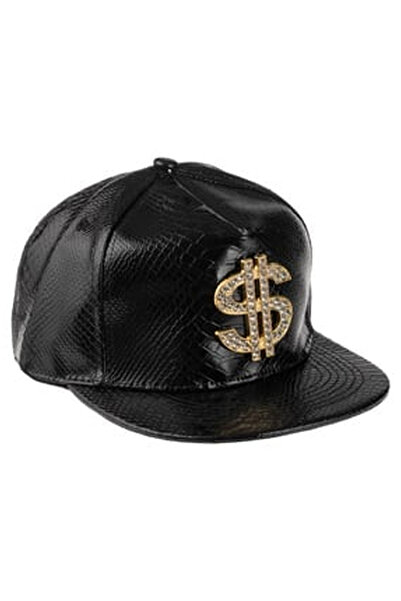 OEM Sapca Deghizare Neagra cu Dolar de Culoare Aurie & Strass pentru Adulti