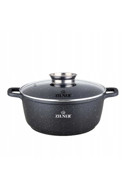 ZILNER Vase de gătit tradiționale din marmură cu capac, 1.7L, 18CM, pentru in...
