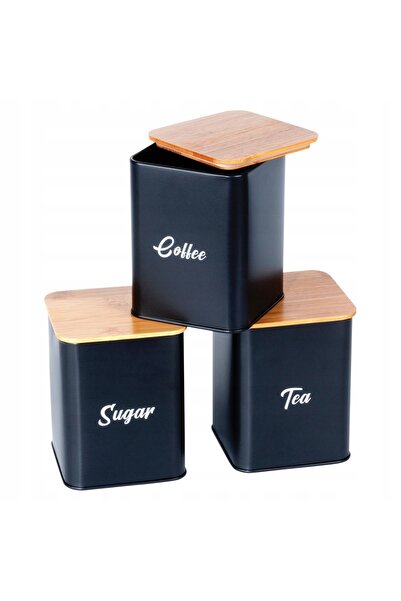 Orion Set de pahare și farfurii pentru cafea, ceai, zahăr, din metal, negru, ...