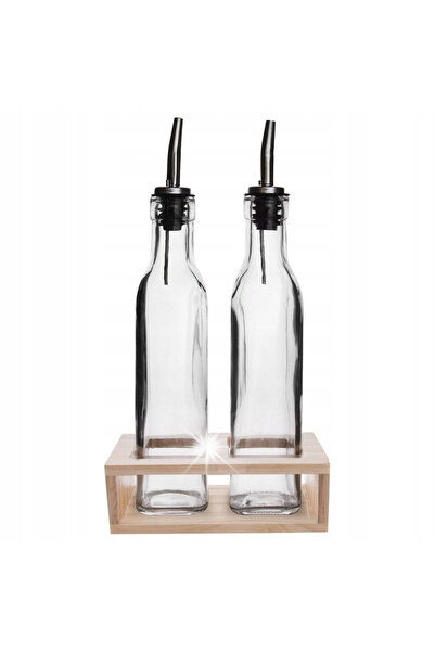 Vilde SET PENTRU ULEI ȘI OȚET: 2 STICLURI DE STICLĂ CU DOZATOR ÎN SUPORT, 300 ML