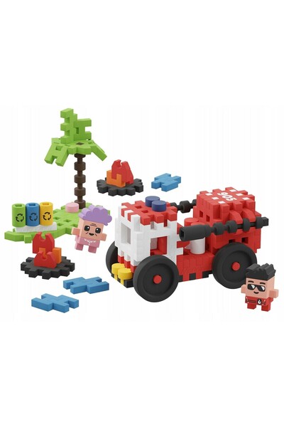 Marioinex Mini Waffle City Camion de Pompieri Blocuri de Construcție 80 de piese