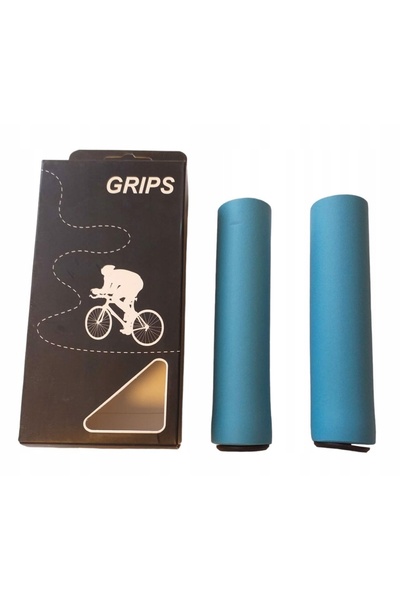 NO BRAND Manșoane ghidon bicicletă cu burete de silicon 2 bucăți albastru