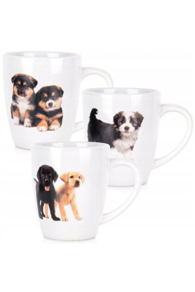 Koopman SET DE 3 CĂNI DIN CERAMICĂ CU MOTIVE DE CĂȚEI, PENTRU CAFEA ȘI CEAI, ...