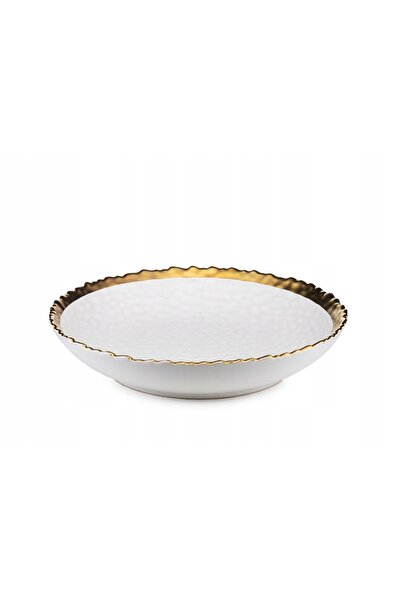 HowHomely Set complet de servire 8 farfurii Kati White Gold veselă 4 os GLAM