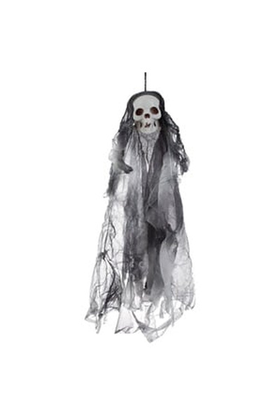 OEM Schelet Decorativ Suspendabil Gri cu Tesatura de Halloween 12x38cm