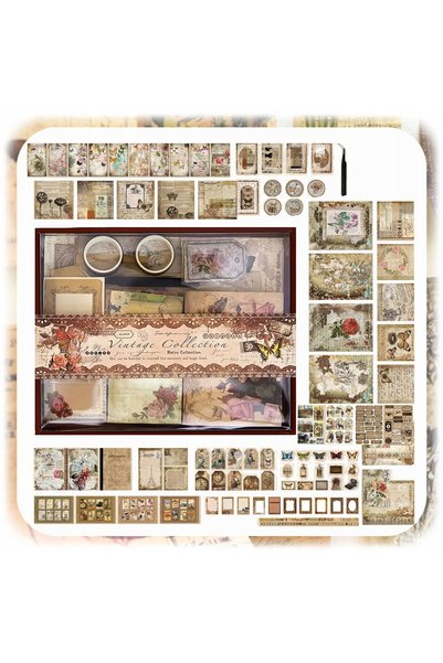 NO BRAND SET DE SCRAPBOOKING VINTAGE: AUTOCOLANTE, IMAGINI + CAIET DE 96 DE P...